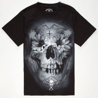 Flower Skull Mens T Shirt Black In Sizes Large, Medium, Small, X Large,