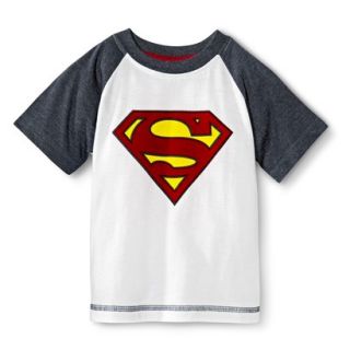 Superman Infant Toddler Boys Raglan Short Sleeve Tee   White 5T