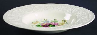 Wedgwood Coniston Rim Soup Bowl, Fine China Dinnerware   Patrician, Floral Cente