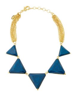 Faceted Resin Triangle Necklace, Blue