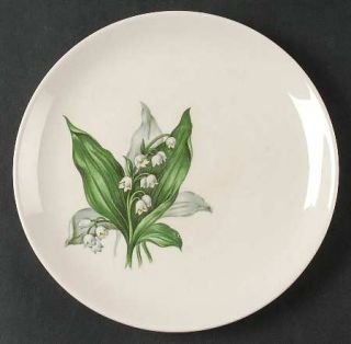 Crown Potteries Lily Of The Valley Salad Plate, Fine China Dinnerware   Green St