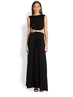 Cut25 by Yigal Azrouel Cutout Gathered Gown   Black