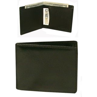 Mens Italian Black Leather Mini tuxedo Bi fold Wallet