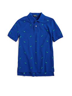 Ralph Lauren Boys Schiffli Polo Shirt   Blue