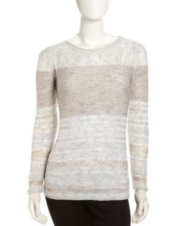 Iridescent Shantung Sweater, Toffee Melange