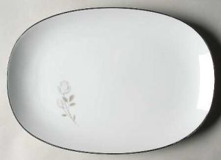 Noritake Altadena 13 Oval Serving Platter, Fine China Dinnerware   Gray Roses O