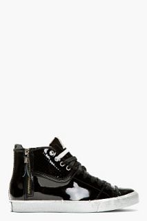 Diesel Black Patent Leather D_zippy Sneakers