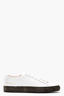 Common Projects White Leather Camo Sole Achilles Sneakers