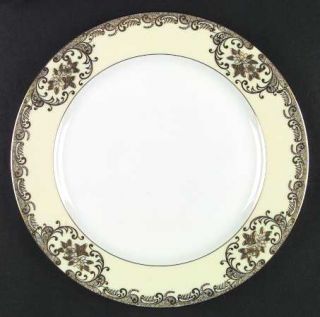 Meito V1849 Dinner Plate, Fine China Dinnerware   Gold Flowers & Scrolls, Cream