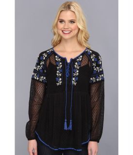 Free People Star Dust Mesh Roses Are Red Top Womens Clothing (Black)