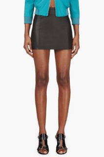T By Alexander Wang Black Leather A_line Mini Skirt