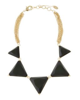 Faceted Resin Triangle Necklace, Black
