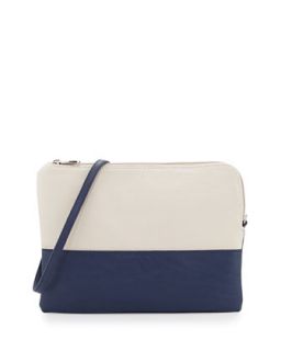 Manly Colorblock Pouch Bag, Navy/Beige