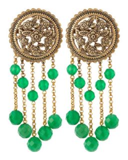 Medallion Green Bead Earrings