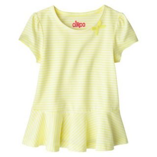 Circo Infant Toddler Girls Striped Peplum Tee   Dandelion Yellow   18 M