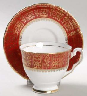 Royal Stafford Burgundy Footed Cup & Saucer Set, Fine China Dinnerware   Gold Fl