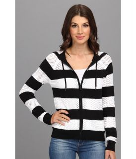 MICHAEL Michael Kors L/S Stripe Zip Hoodie Sweater Womens Sweatshirt (Black)