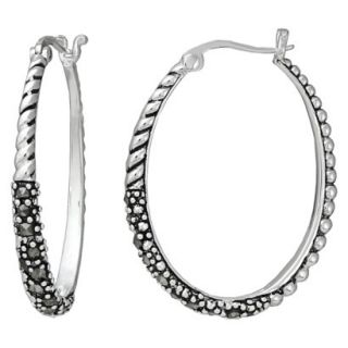 Marcasite Rope Oval Earring   Silver