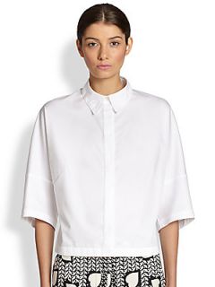 Stella McCartney Stitched Heart Collar Boxy Shirt   Optical White