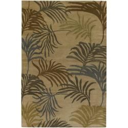 Hand knotted Mandara New Zealand Floral Wool Rug (79 X 106)