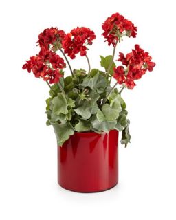 Geraniums in Vase Faux Floral Arrangement, Red