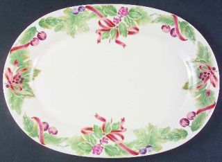 Pfaltzgraff Jamberry Holiday 14 Oval Serving Platter, Fine China Dinnerware   W
