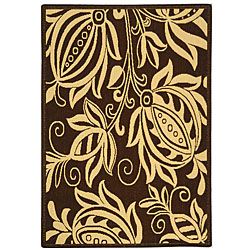 Indoor/ Outdoor Andros Chocolate/ Natural Rug (27 X 5) (BrownPattern FloralMeasures 0.25 inch thickTip We recommend the use of a non skid pad to keep the rug in place on smooth surfaces.All rug sizes are approximate. Due to the difference of monitor col