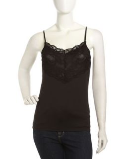 Lace Overlay Jersey Camisole, Black