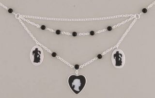 Wedgwood Jasperware Jewelry Jasperware Heart Silverplate Head Muse Necklace, Fin