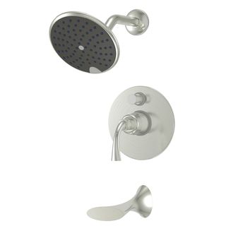 Fontaine Adelais Brushed Nickel Single Handle Tub And Shower Faucet (BrassFaucet type BathroomFaucet style Tub and showerInstallation mount WallNumber of handles Single handleHandle shape LeverFaucet finish Brushed nickelTotal shower head and shower
