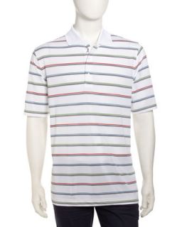 Striped Performance Golf Shirt, White