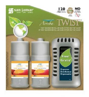San Jamar Arriba Twist Retail Case Pack w/ Passive Dispenser & 2 Fragrances, Mango Burst