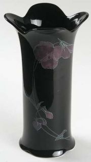 Mikasa Tango 9 Vase, Fine China Dinnerware   Lavender Color Floral On Black