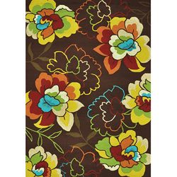Hand hooked Coventry Brown Floral Rug (36 X 56)