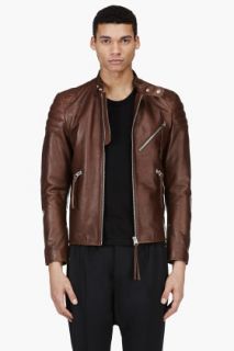 Acne Studios Brown Leather Biker Jacket