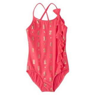 Xhilaration Girls 1 Piece Pineapple Swimsuit   Pink S