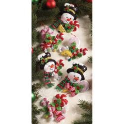 Candy Snowman Ornaments Felt Applique Kit 4 1/2x4 1/2 Set Of 6