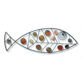 Iron Werks Dappled Fish Wall Sculpture (Gray and redMaterials 100 percent metalSpecial Features Ready to hangDimensions 37 inches high x 13.5 inches wide x 4.5 inches deep )