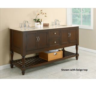 Dark Brown/ Marble Mission 70 inch Double Vanity Cabinet