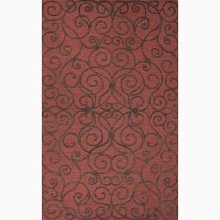 Handmade Arts And Craft Pattern Red/ Brown Wool/ Silk Rug (36 X 56)