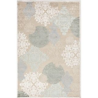 Transitional Floral Blue Viscose/ Chenille Rug (2 X 3)