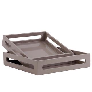 Wooden Tray Set Of Two Grey