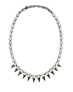 Silver Plated Crystal Spike Station Necklace