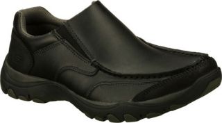 Mens Skechers Relaxed Fit Artifact Rusk   Black Moc Toe Shoes