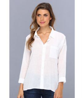 C&C California Solid 3/4 Sleeve Voile Shirt Womens Blouse (White)