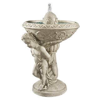 Design Toscano Pondering Cupid Garden Fountain Multicolor   KY1024
