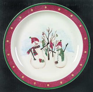 Royal Seasons Rn2 Dinner Plate, Fine China Dinnerware   Red Band,Dots,Snowmen,Gr
