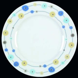 Crate & Barrel China Spin Salad Plate, Fine China Dinnerware   Blue,Green&Gray D