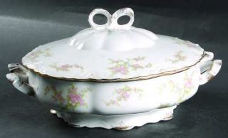 Thun Normandie Round Covered Vegetable, Fine China Dinnerware   Pink And Blue Fl