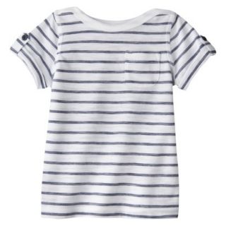 Cherokee Infant Toddler Girls Striped Short Sleeve Tee   Fresh White 12 M